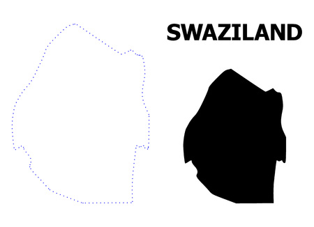 Vector contour Map of Swaziland with name. Map of Swaziland is isolated on a white background. Simple flat dotted geographic map template.のイラスト素材