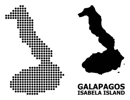 Dot map of Galapagos - Isabela Island composition and solid illustration. Vector map of Galapagos - Isabela Island composition of round spots on a white background.のイラスト素材