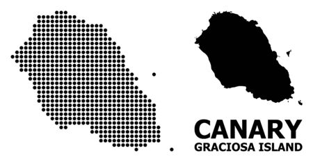 Dotted map of Graciosa Island composition and solid illustration. Vector map of Graciosa Island composition of spheric points on a white background.のイラスト素材