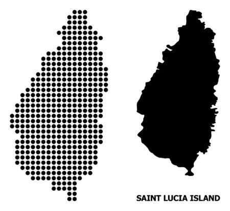 Pixelated map of Saint Lucia Island composition and solid illustration. Vector map of Saint Lucia Island composition of circle pixels on a white background.のイラスト素材
