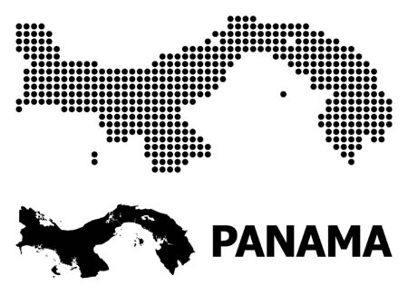 Dotted map of Panama composition and solid illustration. Vector map of Panama composition of spheric pixels on a white background. Abstract flat territorial scheme for education illustrations.のイラスト素材