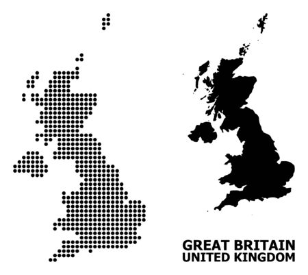 Dotted map of United Kingdom composition and solid illustration. Vector map of United Kingdom composition of spheric spots on a white background.のイラスト素材