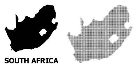 Halftone and solid map of South African Republic composition illustration. Vector map of South African Republic composition of x-cross items on a white background.のイラスト素材