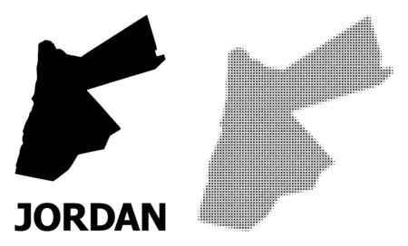 Halftone and solid map of Jordan composition illustration. Vector map of Jordan composition of x-cross spots on a white background. Abstract flat geographic scheme for educational illustrations.のイラスト素材