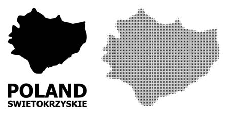 Halftone and solid map of Swietokrzyskie Province mosaic illustration. Vector map of Swietokrzyskie Province composition of x-cross items on a white background.のイラスト素材