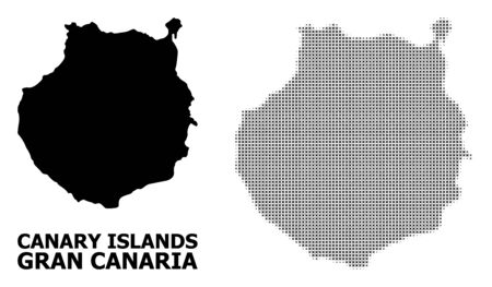 Halftone and solid map of Gran Canaria mosaic illustration. Vector map of Gran Canaria composition of x-cross items on a white background. Abstract flat territorial plan for political templates.のイラスト素材