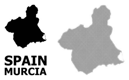 Halftone and solid map of Murcia Province composition illustration. Vector map of Murcia Province composition of x-cross elements on a white background.のイラスト素材