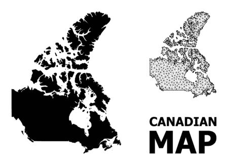 Solid and mesh vector map of Canada. Linear carcass flat polygonal mesh in vector format, geographic templates for patriotic compositions. Illustrations are isolated on a white background.のイラスト素材