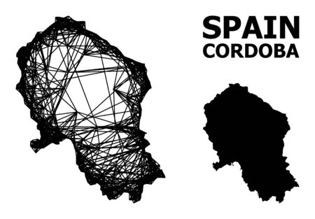 Web vector map of Cordoba Spanish Province. Wire carcass flat mesh in vector format, geographic model for political concepts. map of Cordoba Spanish Province are isolated on a white background.のイラスト素材