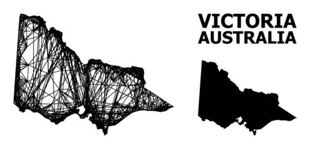 Net vector map of Australian Victoria. Linear frame 2D network in vector EPS format, geographic model for educational illustrations. map of Australian Victoria are isolated on a white background.のイラスト素材