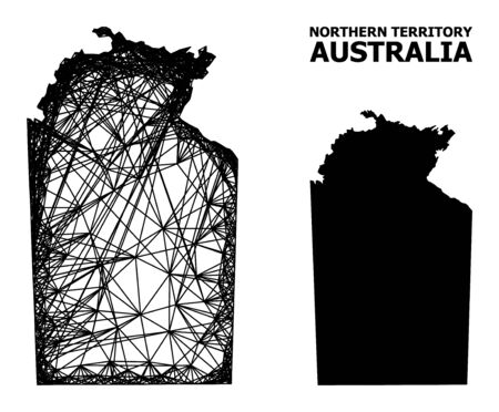 Net vector map of Australian Northern Territory. Wire carcass flat network in eps vector format, geographic template for educational designs.のイラスト素材