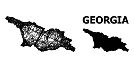 Web vector map of Georgia. Wire frame 2D mesh in vector format, geographic model for educational posters. map of Georgia are isolated on a white background.のイラスト素材