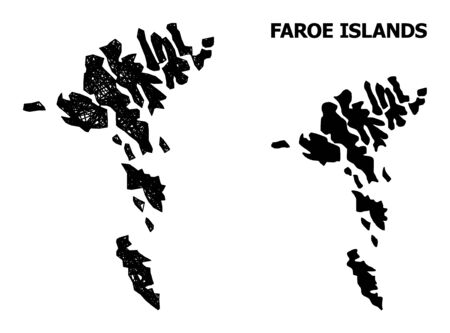 Web vector map of Faroe Islands. Wire carcass flat network in vector format, geographic model for educational posters. map of Faroe Islands are isolated on a white background.のイラスト素材