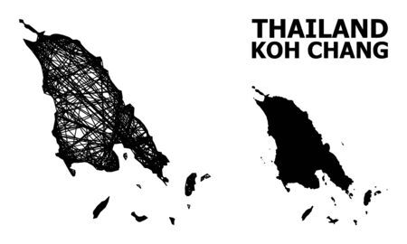 Web vector map of Koh Chang. Linear carcass flat network in vector format, geographic model for economics posters. map of Koh Chang are isolated on a white background.のイラスト素材