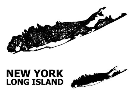 Web vector map of Long Island. Linear frame 2D mesh in vector format, geographic template for economics purposes. map of Long Island are isolated on a white background.のイラスト素材