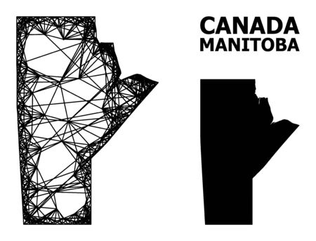 Web vector map of Manitoba Province. Wire carcass 2D mesh in eps vector format, geographic template for economics concepts. map of Manitoba Province are isolated on a white background.のイラスト素材