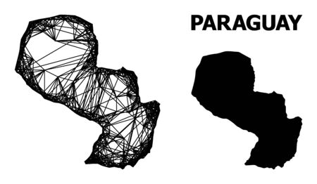Net vector map of Paraguay. Wire carcass flat network in vector format, geographic template for economical concepts. map of Paraguay are isolated on a white background.のイラスト素材