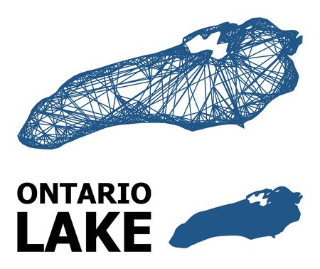 Web vector map of Ontario Lake. Wire frame 2D network in vector format, geographic template for political designs. map of Ontario Lake are isolated on a white background.のイラスト素材