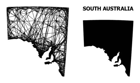 Net vector map of South Australia. Linear carcass 2D network in eps vector format, geographic model for economical concepts. map of South Australia are isolated on a white background.のイラスト素材