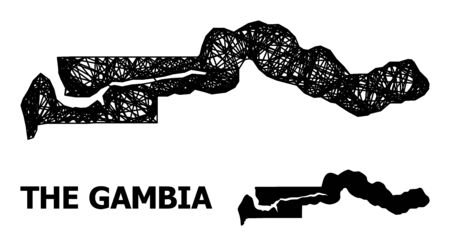 Web vector map of the Gambia. Wire carcass flat mesh in vector format, geographic model for political compositions. map of the Gambia are isolated on a white background.のイラスト素材