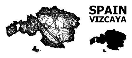 Net vector map of Vizcaya Province. Linear frame 2D mesh in vector format, geographic model for economical illustrations. map of Vizcaya Province are isolated on a white background.のイラスト素材