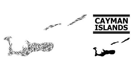 Vaccine mosaic and solid map of Cayman Islands. Vector map of Cayman Islands is made from vaccine symbols and human figures. Collage is useful for health care aims. Final win over coronavirus.のイラスト素材