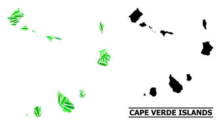Drugs mosaic and usual map of Cape Verde Islands. Vector map of Cape Verde Islands is designed with scattered syringes, addict and alcoholic bottles.のイラスト素材