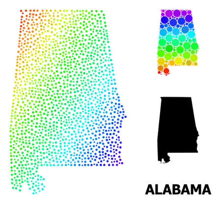 Wire frame polygonal and solid map of Alabama State. Vector model is created from map of Alabama State with red stars. Abstract lines and stars are combined into map of Alabama State.のイラスト素材