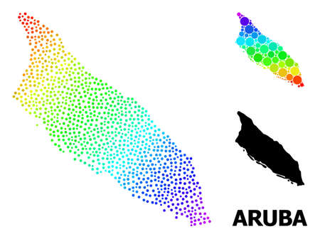 Carcass polygonal and solid map of Aruba Island. Vector model is created from map of Aruba Island with red stars. Abstract lines and stars are combined into map of Aruba Island.のイラスト素材