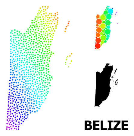 Wire frame polygonal and solid map of Belize. Vector model is created from map of Belize with red stars. Abstract lines and stars form map of Belize. Wire frame flat polygonal mesh in vector format.のイラスト素材
