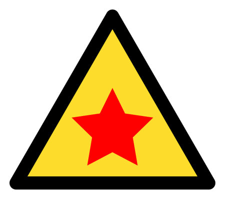 Communism star warning icon with flat style. Isolated vector communism star warning icon image on a white background.のイラスト素材