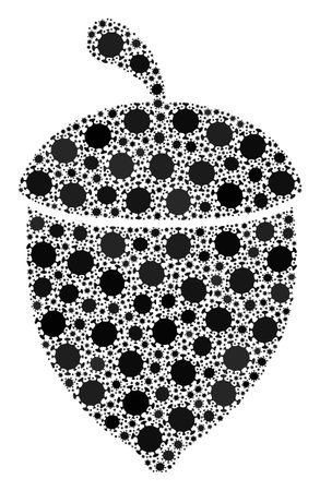 Vector oak acorn coronavirus mosaic icon created for pharmacy projects. Oak acorn mosaic is created from randomized covid pathogen parts.のイラスト素材