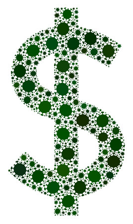 Vector dollar covid-2019 mosaic icon combined for hospital projects. Dollar mosaic is constructed of randomized covid pathogen parts.のイラスト素材