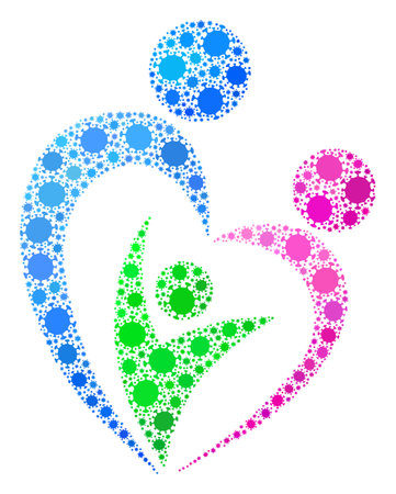 Vector family covid-2019 mosaic icon designed for lockdown wallpapers. Family mosaic is made from scattered coronavirus viral elements.のイラスト素材