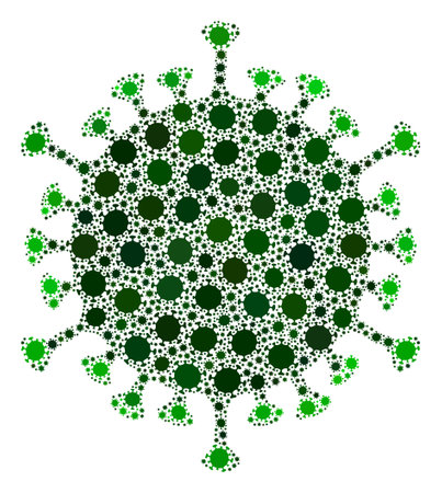 Vector covid virus covid mosaic icon constructed for lockdown advertisement. Covid virus mosaic is created of randomized covid pathogen items.のイラスト素材