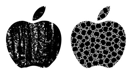 Vector apple mosaic is created of random itself apple pictograms. Distress apple icon. Fractal mosaic of apple.のイラスト素材
