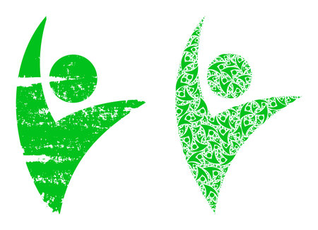 Vector eco man mosaic is done with random fractal eco man items. Textured eco man icon. Fractal combination from eco man.のイラスト素材