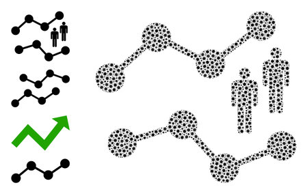 Vector audience charts icon covid collage. Audience charts mosaic is designed with little covid infection elements. Collage designed for health care applications.のイラスト素材