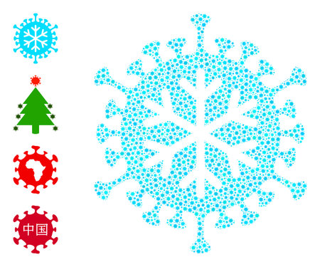 Vector winter virus icon covid mosaic. Winter virus mosaic is organized with little covid pathogen icons. Abstraction is done for lockdown wallpapers.のイラスト素材