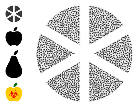 Vector pizza icon covid-2019 composition. Pizza mosaic is made with small covid infection elements. Abstraction is organized for lockdown wallpapers.のイラスト素材