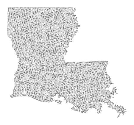 Polygonal mesh map of Louisiana State in high resolution. Mesh lines, triangles and points form map of Louisiana State.の写真素材