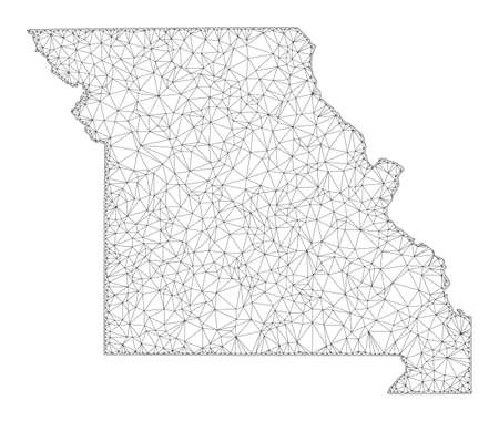 Polygonal mesh map of Missouri State in high resolution. Mesh lines, triangles and points form map of Missouri State.の写真素材