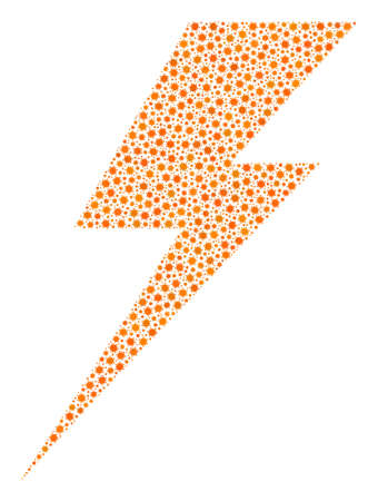 Vector electric strike coronavirus mosaic icon done for lockdown wallpapers. Electric strike mosaic is organized with small coronavirus infection parts.のイラスト素材