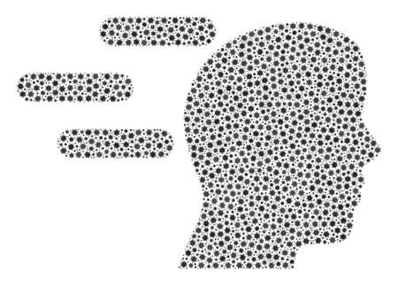 Vector rush mind coronavirus mosaic icon constructed for doctor advertisement. Rush mind mosaic is formed from small coronavirus infection items.のイラスト素材