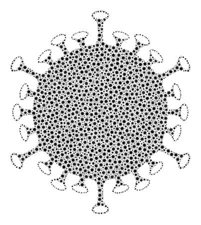 Vector flu virus covid-2019 mosaic icon designed for pharmacy advertisement. Flu virus mosaic is designed with small covid infection parts.のイラスト素材