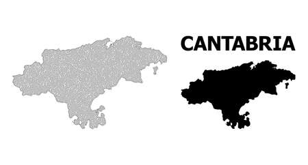 Polygonal mesh map of Cantabria Province in high detail resolution. Mesh lines, triangles and points form map of Cantabria Province.のイラスト素材