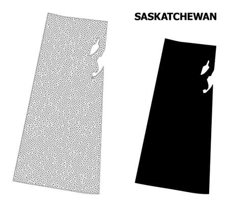 Polygonal mesh map of Saskatchewan Province in high detail resolution. Mesh lines, triangles and points form map of Saskatchewan Province.のイラスト素材