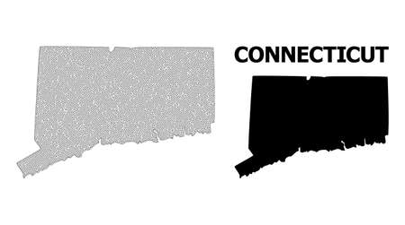 Polygonal mesh map of Connecticut State in high resolution. Mesh lines, triangles and points form map of Connecticut State.のイラスト素材