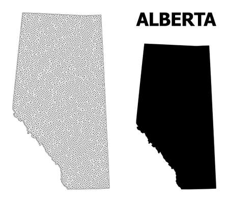 Polygonal mesh map of Alberta Province in high detail resolution. Mesh lines, triangles and points form map of Alberta Province.のイラスト素材