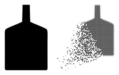 Dissolved dot wide bottle vector icon with destruction effect, and original vector image. Pixel destruction effect for wide bottle shows speed and motion of cyberspace items.のイラスト素材